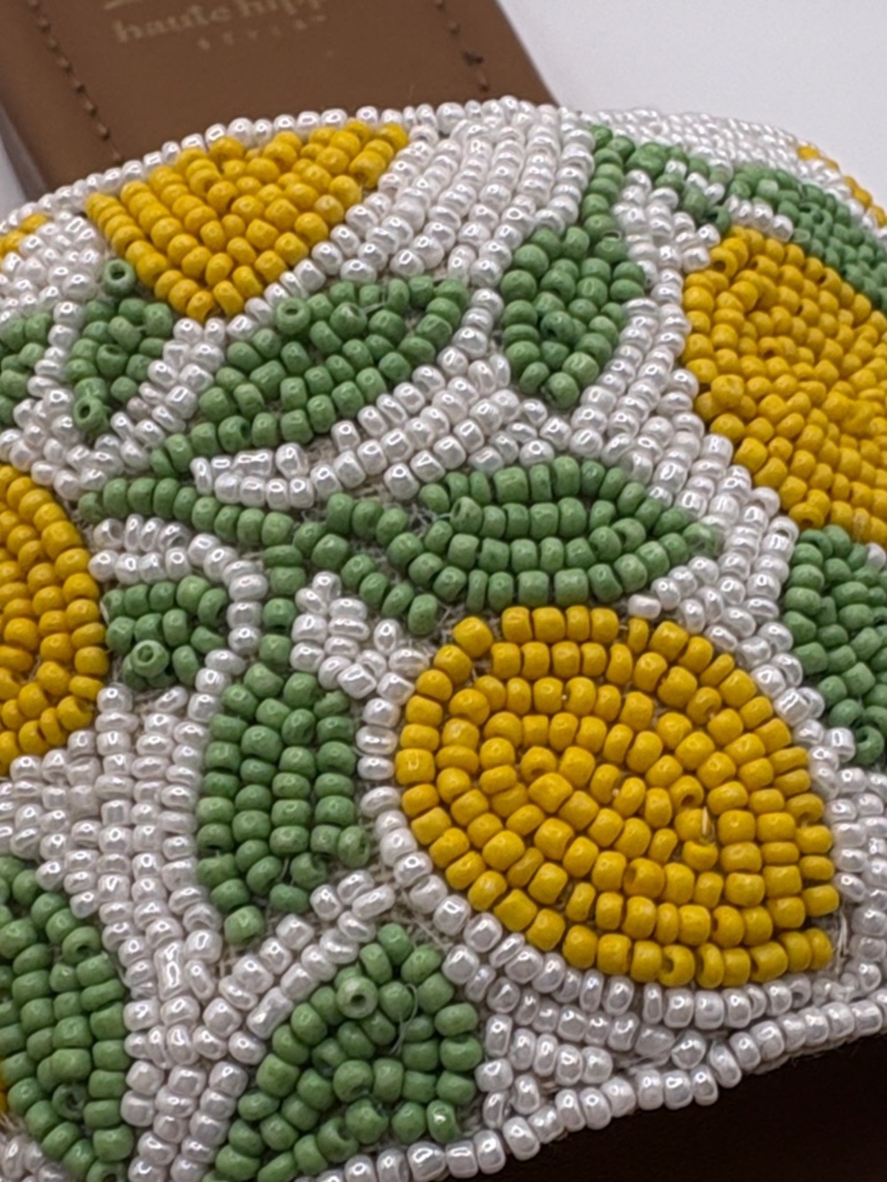 Haute Hippie Yellow, Green and White Beaded Slide Sandals - Picture 3 of 7